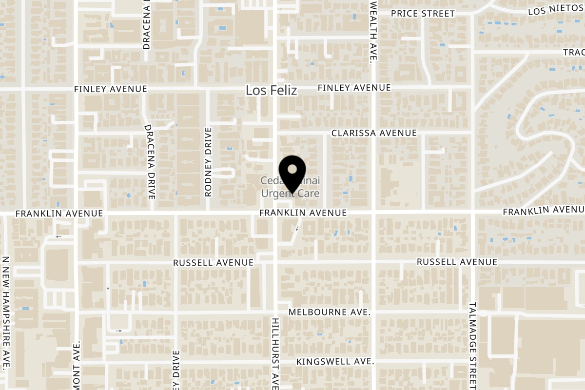 Map showing the location of Baja California Tacos Hillhurst Ave on 1904 1/2 Hillhurst Ave in Los Angeles